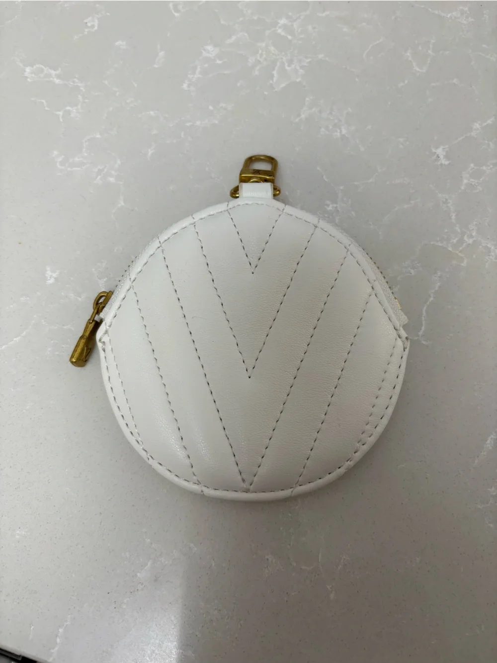 Louis Vuitton Paris Quilted Round Coin Pouch with Gold Hardware